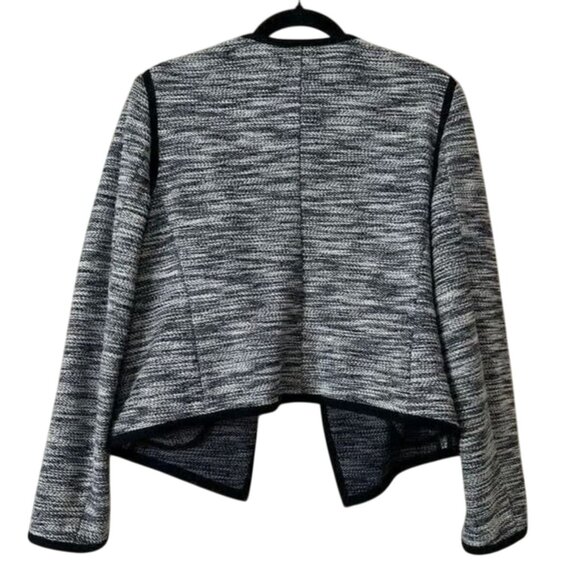 Ann Taylor Open Front Blue Tweed Knit Blazer Jacket w/Pockets Size S Cardigan - Picture 6 of 11